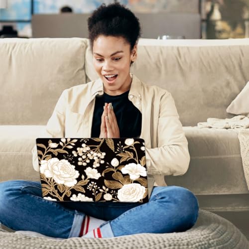SUPERDANT Laptop Skin Sticker Flower Laptop Decals Personalized Universal Notebook Computer Wrap Vinyl Skin Stickers Cover Art Decal Removable 12-15.6 Inch Waterproof Gifts Black White - color: Black+White