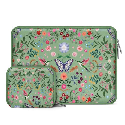 MOSISO Laptop Case 13.3 inch, 13-14 inch Laptop Sleeve Bag with Small Case | Compatible with MacBook Air/Pro 13/Pro 14, HP Dell ASUS Lenovo, Neoprene Hummingbird Plants Flowers Bag, Green - color: Green, size: 13.3 inch