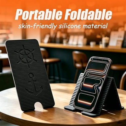 Portable Foldable Silicone Phone Laptop Pad Stand Black | Eazy to Use,Suitable for office home travel,phone laptop pad holder whitch anti-slip - color: Black
