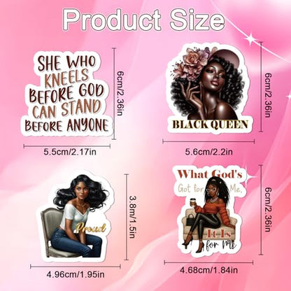 Black Women Stickers for Women - 100 Pcs Inspirational Water Bottle Stickers for Vision Board, Motivational Waterproof Scrapbook Decals, Vinyl Sticker for Laptop Journaling - style: Black Women