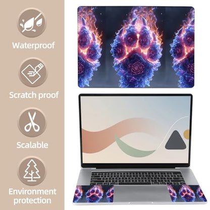 Universal Laptop Skin Sticker for 12/13/14/15.6 Inch Laptops, Reusable Vinyl Laptop Decal Cover, Waterproof Scratch Resistant Notebook Skin with 2 Wrist Pads,Fire Paw Rune Symbol - color: Fire Paw Rune Symbol