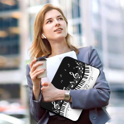 Laptop Sleeve Bag 15.4 15.6 Inch,Piano Keys with Musical Notes Black and White Protective Polyester Computer Cases Laptop Cover Briefcase Bag Tablet Travel Cover - color: LPS-018