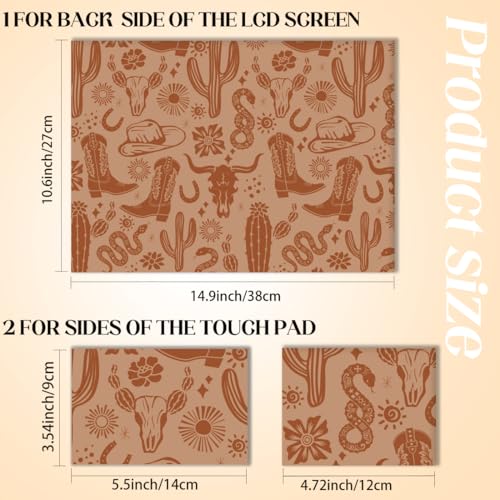 SUPERDANT 3 Pcs Laptop Skin Sticker Cover Decal Western Style PVC Waterproof Scratch-Resistant Cowboy Boots Cactus Trim-to-Fit for 12-15.6 Inch Notebook Wrap Personalize 14.9x10.6in - style: Western Style