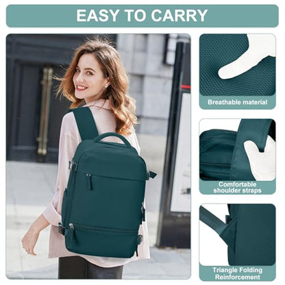 suwasp Travel Backpack Simple Durable Carry On Backpack with Shoe Compartment, Personal Item Travel Bag Flight Approved, Water Resistant Laptop Backpack for Women Men Weekender Business, Peacock Blue - color: Peacock Blue