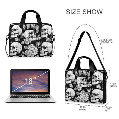 MNSRUU Laptop Bag for 15.6 inch Black Gothic Bats - color: Skull A10809