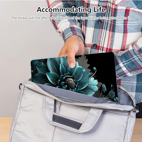 Universal Laptop Skin Sticker with 2 Wrist Pad Skins, Waterproof Scratch Resistant Vinyl Laptop Cover Decal, Cut to Fit for 11–15.6 Inch MacBook HP Dell Lenovo, Dark Green Lotus - color: Dark Green Lotus