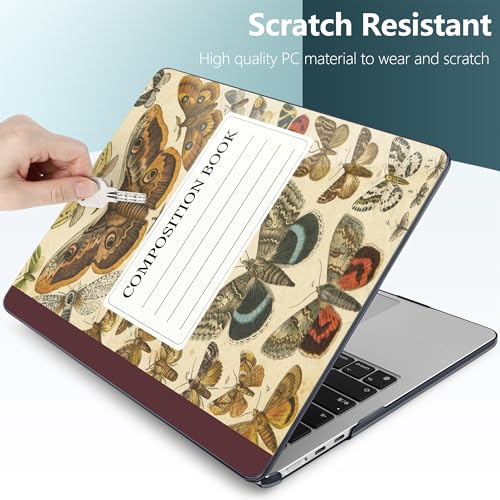 for MacBook Air 13 Inch (13.6 Inch) Case, M5/M4/M3/M2 Chip 2026 2025 2024 2023 2022, Hard Plastic Printed Cover with Screen Protector & Keyboard Cover & Dust Plugs, Retro Composition Book - color: Retro Composition Book