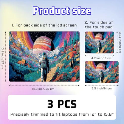 Universal Laptop Skin Sticker Decal, Compatible with MacBook HP Dell Lenovo 12"-15.6", Reusable Vinyl Notebook Cover 3PCS Set, High-Recognition Film-Trippy Astronaut Space Journey - color: Trippy Astronaut Space Journey