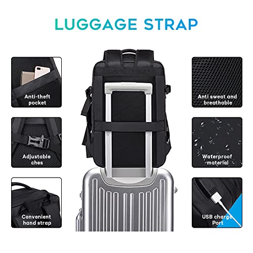 BANGE 45L Carry On Backpack, Weekender Travel Backpacks, 17.3 inch Laptop Back Pack Business Expandable Bag for Men and Women… (Blake45L（with3cubes)… - size: Black-45l(with3cubes)