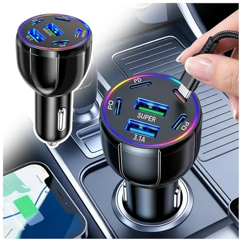 2026 Upgraded 6 Port Car Charger USB C & USB A,75W Fast Car Charger Adapter for Super/PD30W/PD/3.1A,12V/24V Cars Cigarette Lighter Chargers Cars Chargers Port for Phones,Tablets - color: 6 Ports