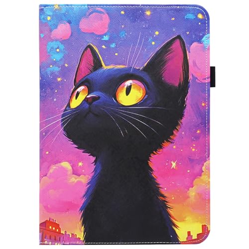 Universal 10 10.1 Inch Android Tablet Case, Dluggs 360 Degree Rotating Multi-Angle Viewing Stand Universal Case Cover for 10 10.1 and All 9.5-10.5 Inch Tablet, Black Cat - color: Black Cat