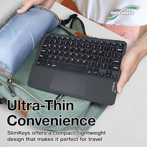 BoxWave Keyboard Compatible with Samsung Galaxy Z Flip7 - SlimKeys Bluetooth Keyboard with Trackpad, Portable Slim TouchPad - Jet Black