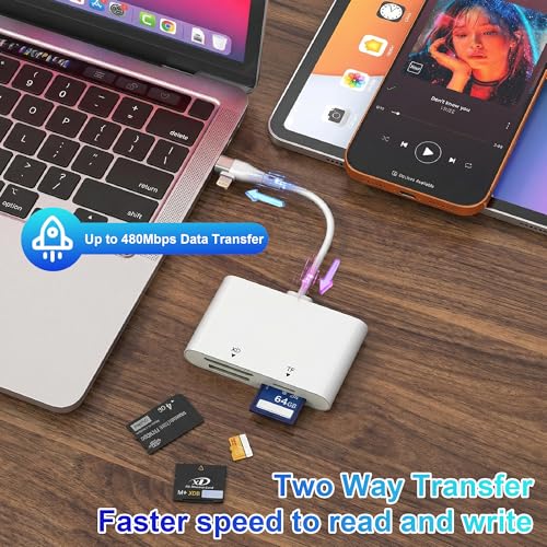 Memory Stick Pro Duo Adapter for Lightning/USB-C - 4-in-1 Multi Memory Card Reader for SD/Micro SD/MS/xD-Picture Cards, Sony Memory Stick Pro Duo Reader OTG Adapter, Plug & Play for iPhone/Android/PC
