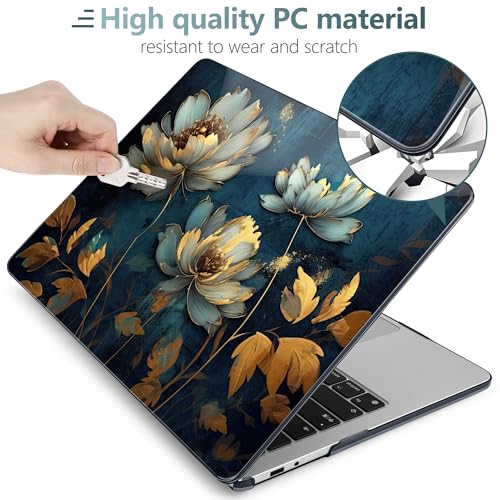 Batianda Case for Microsoft Surface Laptop 13 inch 2025 2026, Blooming Gold | Fits Model 2095, Artistic Patterns Ultra-Slim Lightweight Scratch-Resistant Hard Shell with Professional Protection - color: Blooming gold