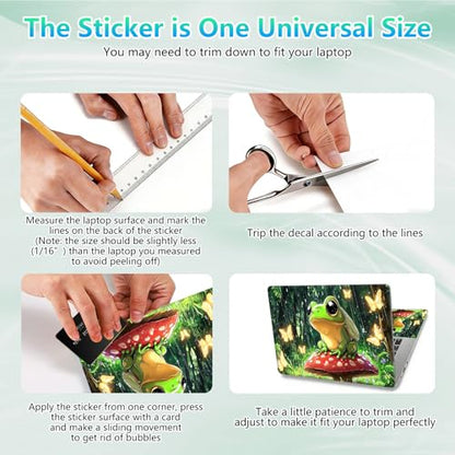 Laptop Skin Sticker Decal 12"-15.6" Universal Laptop/Notebook/Netbook Vinyl - Waterproof Scratch Resistant,Fits HP Dell Lenovo MacBook,2 Free Wrist Pads,Easy Apply & Remove,Cute Frog Mushroom - color: Cute Frog Mushroom