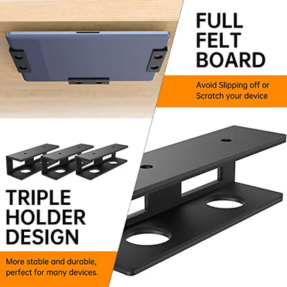 3 PCS Under Desk Laptop Mount with Anti-Scratch Felt Board Under Desk Laptop Holder Tray Durable Under Desk Shelf for Laptop Thick up to 1.15” - size: 3pcs-1 Pack