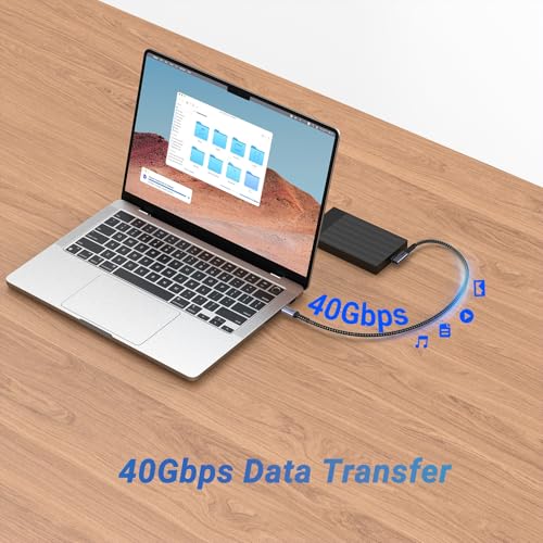 USB 4 Cable Right Angle 1FT 2 Packs, 240W, 40Gbps, 8K Video Monitor | Short USB C Cable, 12 inch 5A Fast Charging 90 degree, High Speed Data Transfer, Single 8K or Dual 4K Video Display - size: 240w - 1ft, 1ft