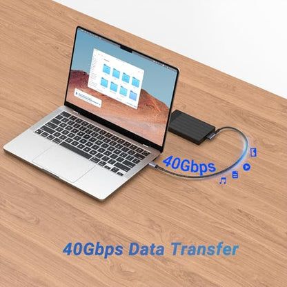 USB 4 Cable Right Angle 1FT 2 Packs, 240W, 40Gbps, 8K Video Monitor | Short USB C Cable, 12 inch 5A Fast Charging 90 degree, High Speed Data Transfer, Single 8K or Dual 4K Video Display - size: 240w - 1ft, 1ft