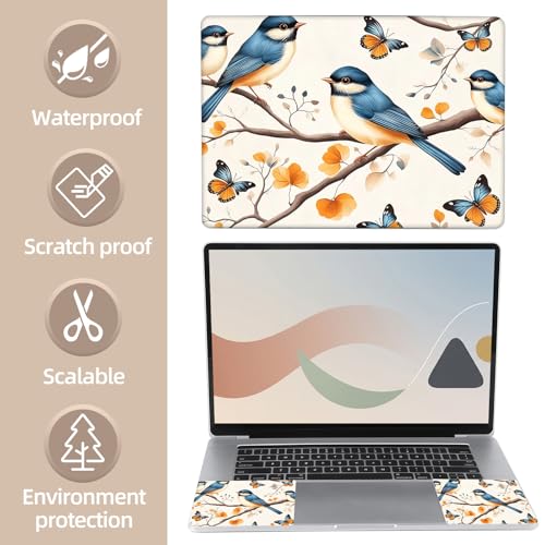 Universal Laptop Skin Sticker for 12/13/14/15.6 Inch Laptops, Reusable Vinyl Laptop Decal Cover, Waterproof Scratch Resistant Notebook Skin with 2 Wrist Pads,Hummingbirds Illustration - color: Hummingbirds Illustration