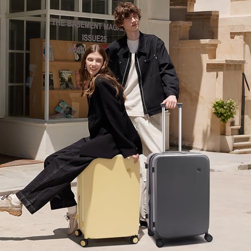 mixi 20 Inch Large Expandable Carry on Luggage Suitcase with Spinner Wheels, Hardside Rolling Travel Suitcase PC with TSA Lock, Lark Yellow - color: Lark Yellow, size: 20in Expandable