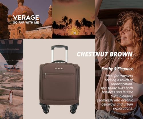 Verage Underseat Carry On Luggage with Wheels, 14.5-Inch Spinner Small Suitcase, Softside Lightweight Travel Bag for Men and Women, Airplane Carry On Bag, Chestnut Brown - color: Chestnut Brown, size: Basic Underseat