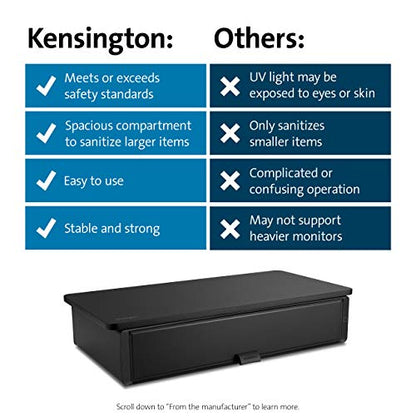 Kensington Monitor Stand Riser UVStand™ with UV Disinfection Compartment, Computer Monitor Stand with Storage Drawer, Desktop Monitor Riser for Monitor Up to 34", Black K55100WW 27" x 14" x 7"