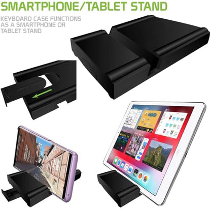Wireless Bluetooth Keyboard Compatible with Verizon Wireless Ellipsis 8 Built-in Phone Holder/Stand-Ultra Slim Folding Rechargeable Full Size Keyboard!