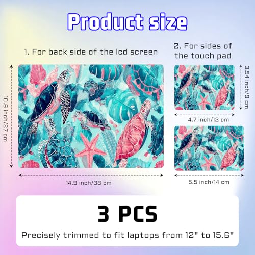 Universal Laptop Skin Sticker Decal, Compatible with MacBook HP Dell Lenovo 12"-15.6", Reusable Vinyl Notebook Cover 3PCS Set, High-Recognition Film-Tropical Sea Turtle - color: Tropical Sea Turtle