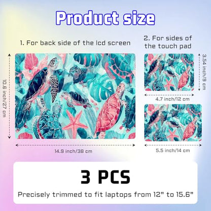 Universal Laptop Skin Sticker Decal, Compatible with MacBook HP Dell Lenovo 12"-15.6", Reusable Vinyl Notebook Cover 3PCS Set, High-Recognition Film-Tropical Sea Turtle - color: Tropical Sea Turtle