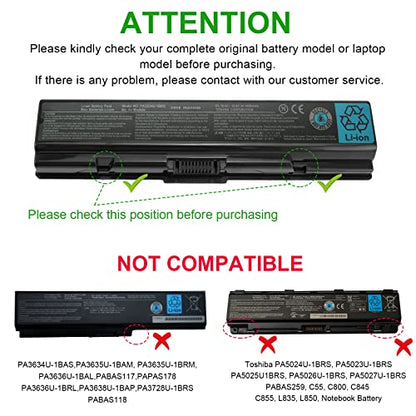 PA3534U-1BRS Laptop Battery for Toshiba Satellite L300 L305 L450 L500 L505 A200 A210 A300 A350 PA3534U-1BAS PA3534U-1BRM PA3533U-1BRS PA3533U-1BAS PA3535U-1BRS PA3535U-1BAS PA3682U-1BRS PA3727-1BAS - size: 8.07*2.05*0.83inch PA3534U-1BRS