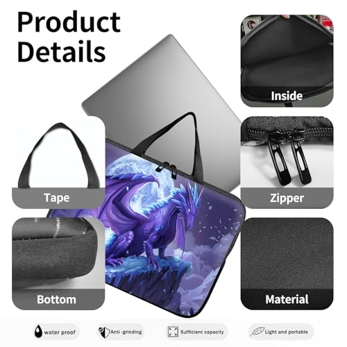 14" 15" Laptop Handle Bag Computer Bag,14.2" 15.4 inch Pouch Holder Notebook Sleeve Cover Compatible for Dell,Lenovo,Toshiba HP, Asus Notebook Messenger Briefcase-angry flying dragon - color: Angry Flying Dragon
