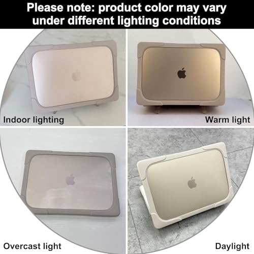 Batianda Foldable Stand Heavy Duty Case for MacBook Air 13.6 inch, Khaki | Fits M5 M4 M3 M2 Chip 2026-2022 Model, Ergonomic Stand Holds 22 lbs, Shockproof Bumper, with Keyboard Cover Screen Protector - color: Khaki