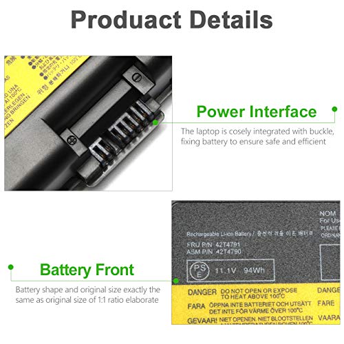 LQM 11.1V 94Wh/8.4Ah Laptop Battery for Lenovo ThinkPad | 55++ T410 T420 E420 T510 T520 T520i W510 W520, 57Y4186, 42T4799, 42T4798, New - color: SL410