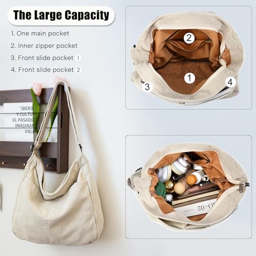 Canvas Tote Bag Casual Hobo Crossbody Shoulder Bag for Women and Men Large Purse Messenger Bag Travel Work - color: 2-brown