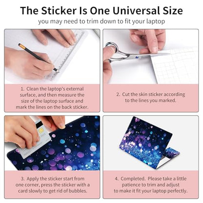 15.6 Inch Laptop Skin Sticker, Reusable Vinyl Cover Protector with 2 Wrist Pad Skins, Removable Waterproof Scratch-Resistant for 12-15.6 Inch Laptop Notebook,Glowing Blue and Purple Glitter - color: Glowing Blue And Purple Glitter