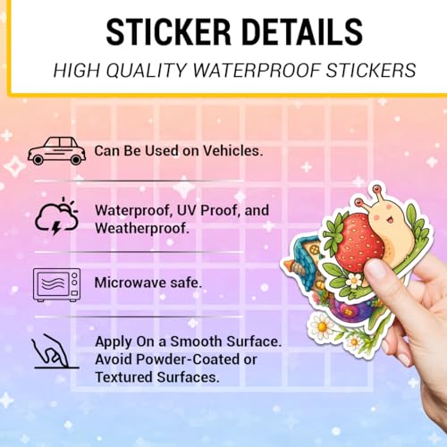 18pcs Cute Snail Stickers Pack, Colorful Animal Waterproof Stickers,Vinyl Cute Aesthetic Sticker for Water Bottle,Laptop,Phone,Skateboard,Sticker for Teens Girls Kids - color: Snail