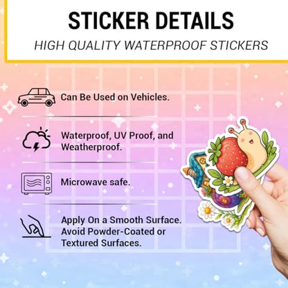 18pcs Cute Snail Stickers Pack, Colorful Animal Waterproof Stickers,Vinyl Cute Aesthetic Sticker for Water Bottle,Laptop,Phone,Skateboard,Sticker for Teens Girls Kids - color: Snail