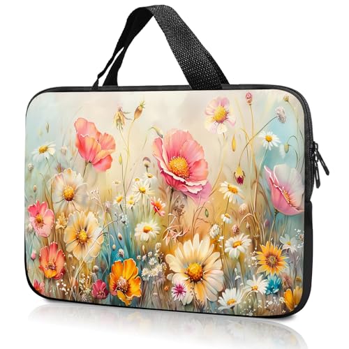 14" 15" Laptop Handle Bag Computer Bag,14.2" 15.4 inch Pouch Holder Notebook Sleeve Cover Compatible for Dell,Lenovo,Toshiba HP, Asus Notebook Messenger Briefcase-Colorful Flowers - color: Colorful Flowers