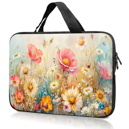 14" 15" Laptop Handle Bag Computer Bag,14.2" 15.4 inch Pouch Holder Notebook Sleeve Cover Compatible for Dell,Lenovo,Toshiba HP, Asus Notebook Messenger Briefcase-Colorful Flowers - color: Colorful Flowers