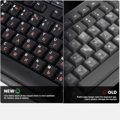 2PCS Ukrainian Keyboard Letter Stickers: 3D Ukraine Keyboard Letters Replacement Sticker, Borderless Characters Alphabet for Laptop Computer PC Desktop, Peel-Off Film, Leave Letters, Orange - size: Ukrainian-Orange