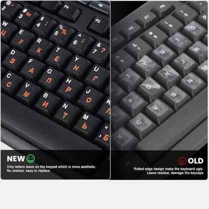 2PCS Ukrainian Keyboard Letter Stickers: 3D Ukraine Keyboard Letters Replacement Sticker, Borderless Characters Alphabet for Laptop Computer PC Desktop, Peel-Off Film, Leave Letters, Orange - size: Ukrainian-Orange