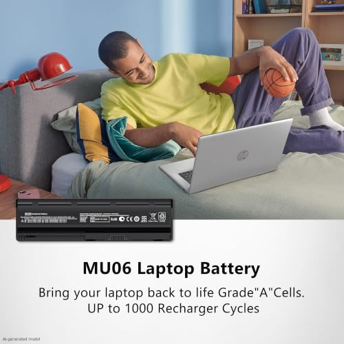 593553-001 593554-001 MU06 MU09 Laptop Battery Replacement for HP Pavilion G6 G7 G62 G72 G4/2000/DM4 DV3 DV5 DV6 DV7/Compaq Presario CQ32 CQ42 CQ43 CQ56 CQ57 CQ62 CQ72 435 436[10.8V 5200mAh] - style: MU06