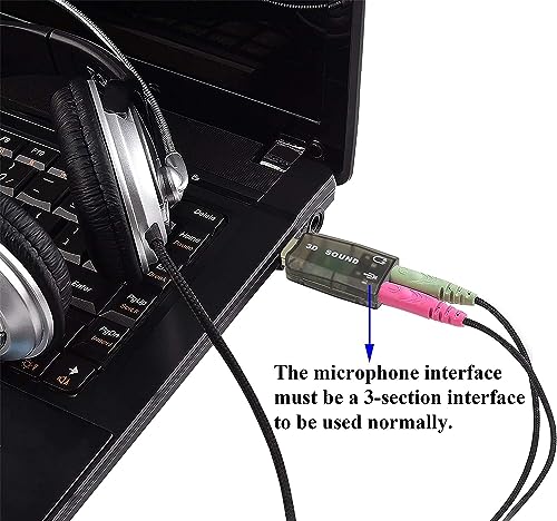 External 5.1 USB Stereo Sound Card USB 2.0 to 3D Audio Sound Card Adapter Virtual 5.1 Channel for Windows and Mac, PC, Notebook with 3.5mm Headphone and Microphone - 2 Pack/Black - color: black