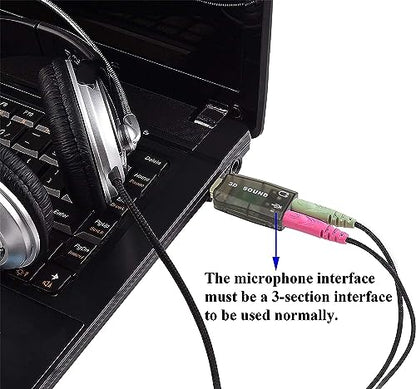External 5.1 USB Stereo Sound Card USB 2.0 to 3D Audio Sound Card Adapter Virtual 5.1 Channel for Windows and Mac, PC, Notebook with 3.5mm Headphone and Microphone - 2 Pack/Black - color: black
