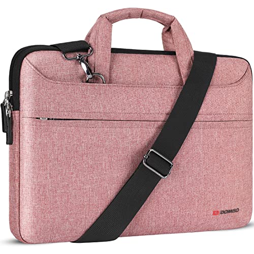 DOMISO 17.3 inch Laptop Messenger Shoulder Bag Tote Bag for Women for Men,Business Travel Work Computer Bag Chromebook Case Briefcase,Compatible with 17 inch HP Dell Lenovo ASUS, Pink - color: Pink, size: 17 - 17.3 Inch