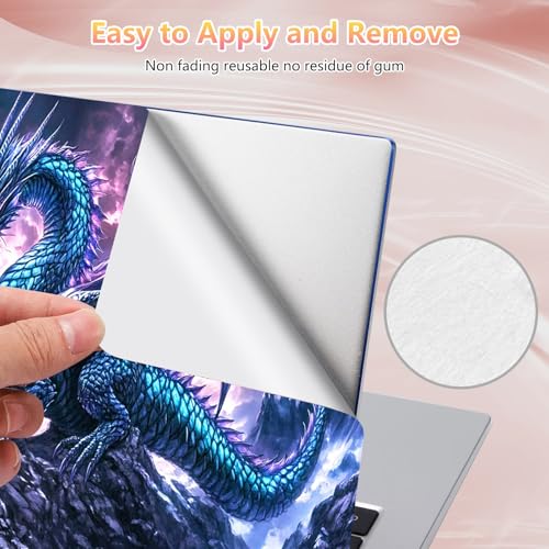 Laptop Skin Sticker Decal 12" 13" 13.3" 14" 15" 15.6",Waterproof Scratch Resistant Vinyl,Reusable Easy to Apply,for MacBook HP Dell Notebooks Netbooks Laptop,2 Wrist Pads,Blue Dragon Purple - color: Blue Dragon Purple