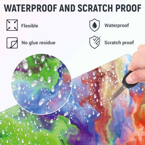 3Pcs Marble Watercolor Laptop Skin Sticker Colorful Universal Removable Vinyl Stickers Fits for 12.1 13 14 15.6 16 Inch Waterproof Notebook Decal Cover Gift - color: red and green