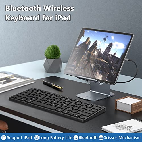 TaIYanG Bluetooth Keyboard for iPad Wireless Keyboard Compatible with iPad A16 11th 10th Generation, 10.2(9th/8th/7th Gen), Air/Pro/Mini and All Bluetooth Devices (Black) - color: Black