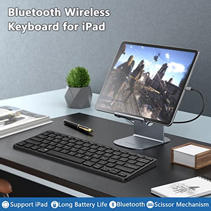 TaIYanG Bluetooth Keyboard for iPad Wireless Keyboard Compatible with iPad A16 11th 10th Generation, 10.2(9th/8th/7th Gen), Air/Pro/Mini and All Bluetooth Devices (Black) - color: Black