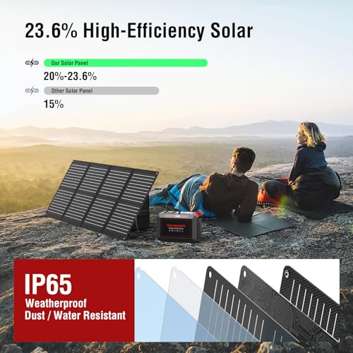 MARBERO 237Wh Solar Generator with Solar Panel Included Portable Power Station 300W Pure Sine Wave with Foldable Solar Panel 60W Set for Camping Outdoor Hiking Fishing Emergency | Solar Powered Generator 375W Surge Portable Power Station Pure Sine Wave 11
